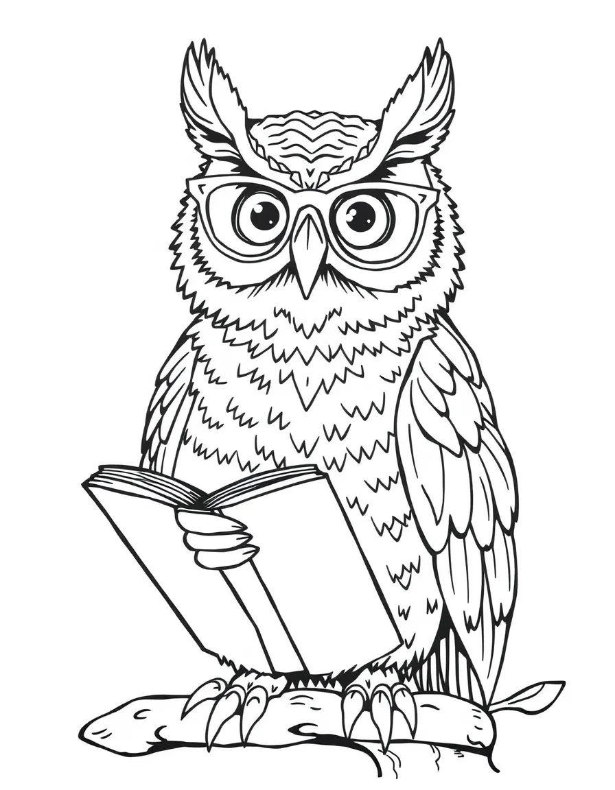 An owl mentor with spectacles and book