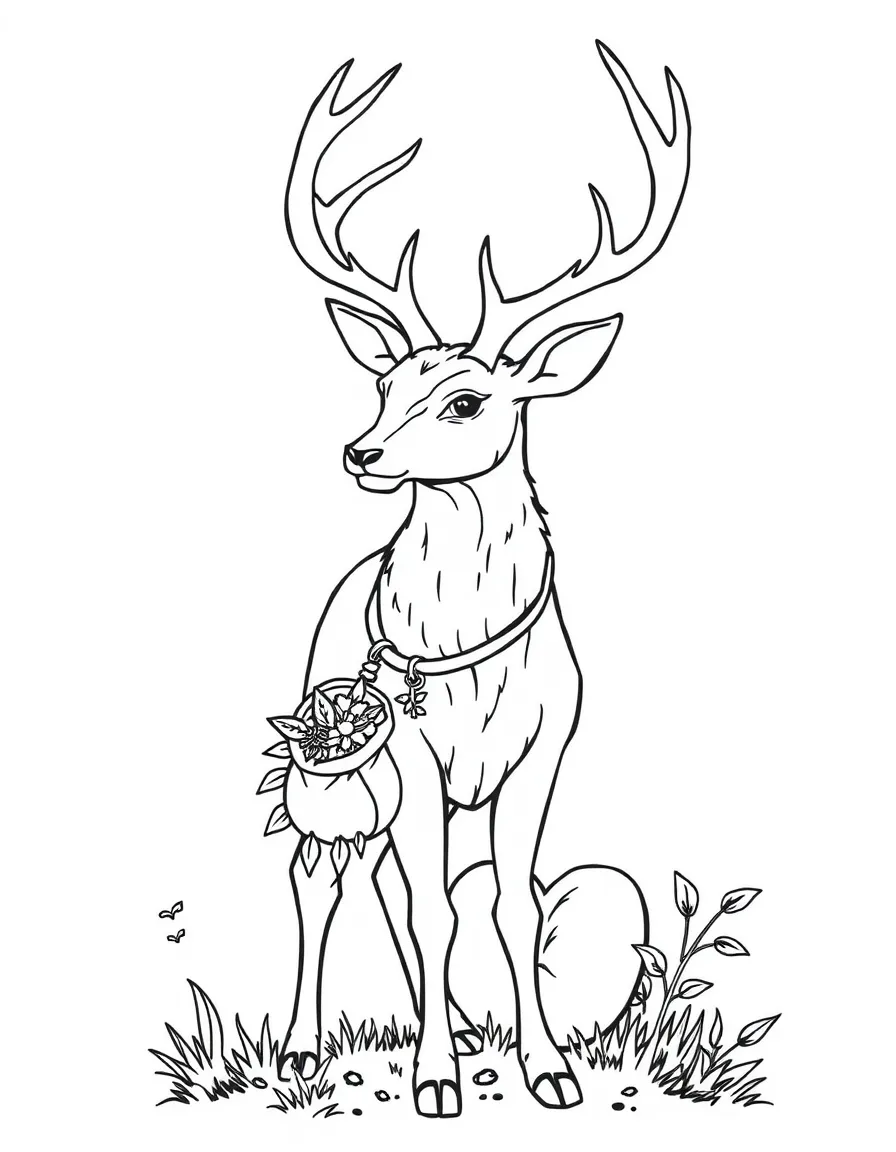 A deer healer with glowing antlers and herb pouch
