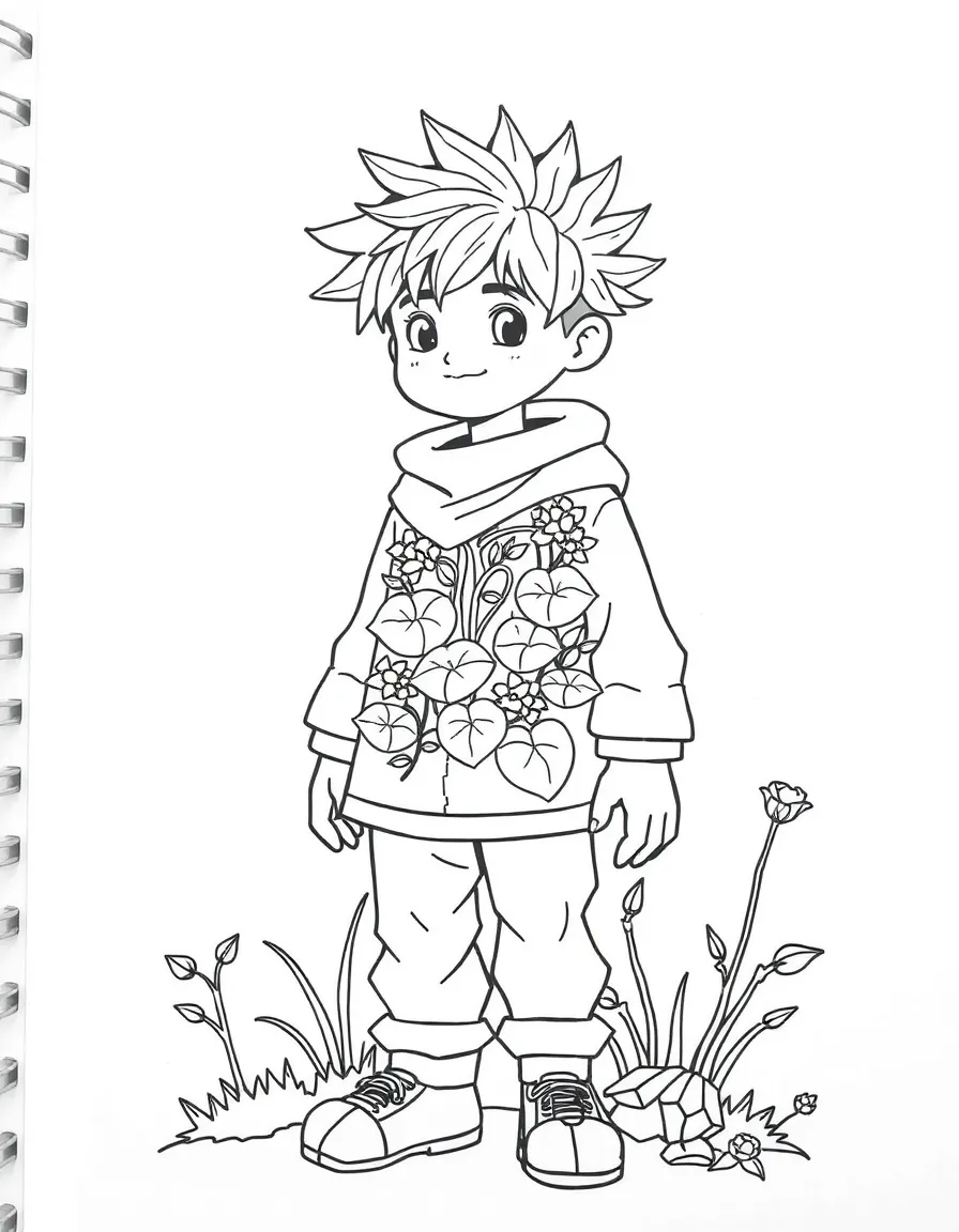 A character with clothing made of living plants or elements
