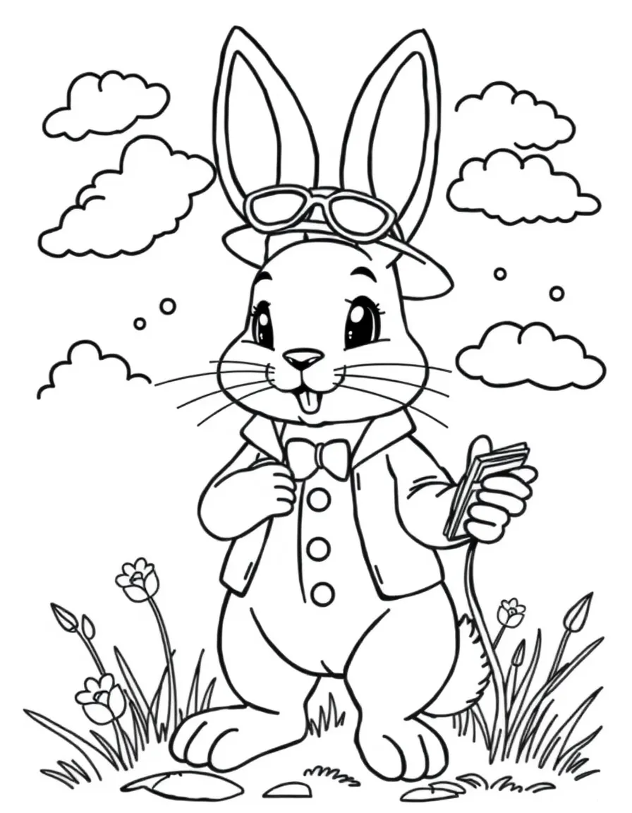 A bunny meteorologist predicting spring weather patterns
