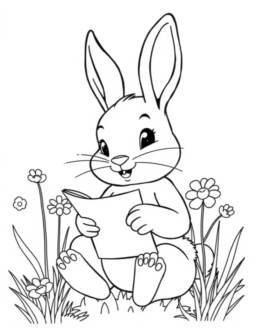 A bunny writing a letter to friends about spring activities