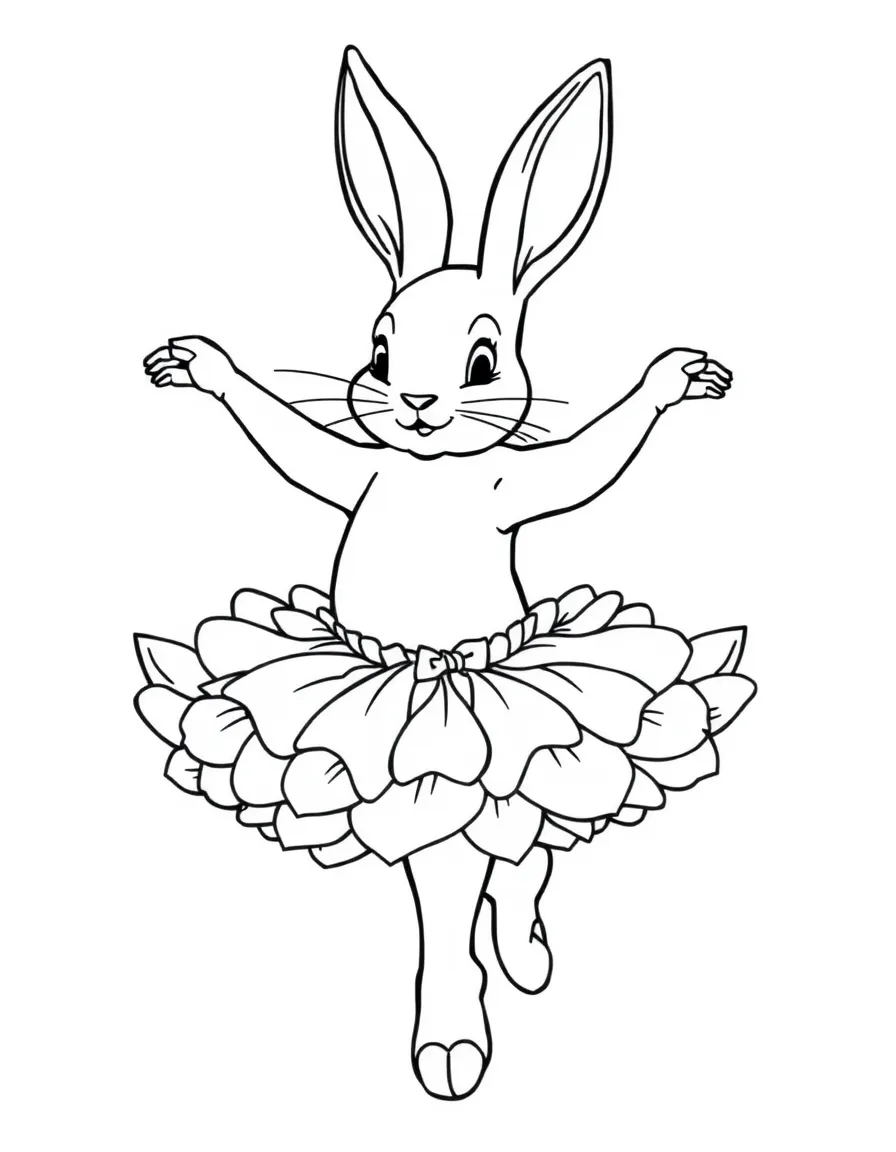 A bunny dancing ballet in a tutu made of flower petals