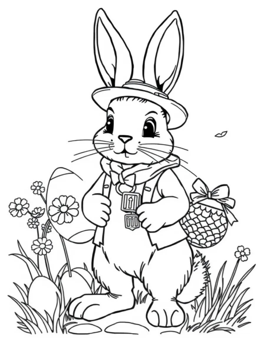 A bunny time traveler visiting Easter celebrations from the past