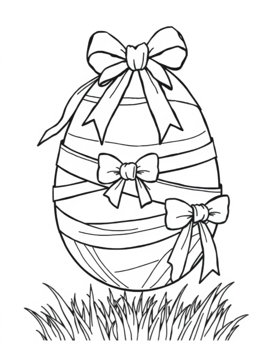 An Easter egg with ribbons and bows wrapped around it