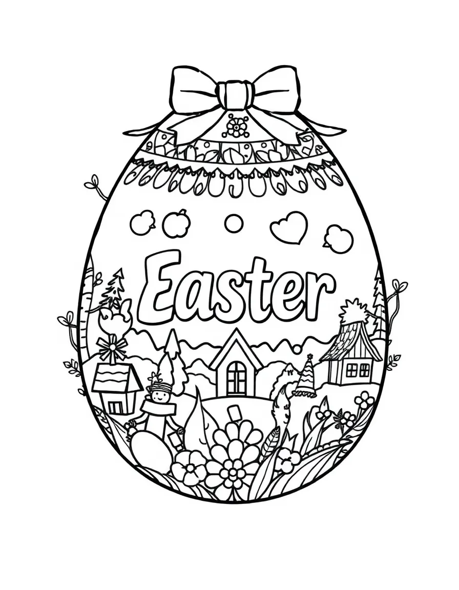 An Easter egg with different holiday scenes around its circumference