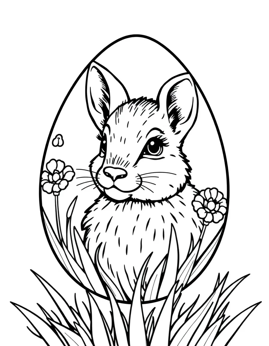 An Easter egg with a portrait of a spring animal painted on it