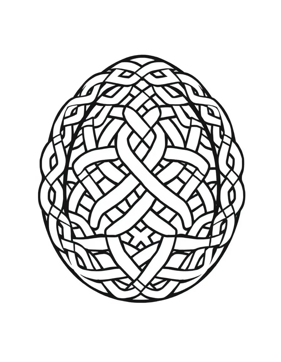An Easter egg with a Celtic knot pattern around it
