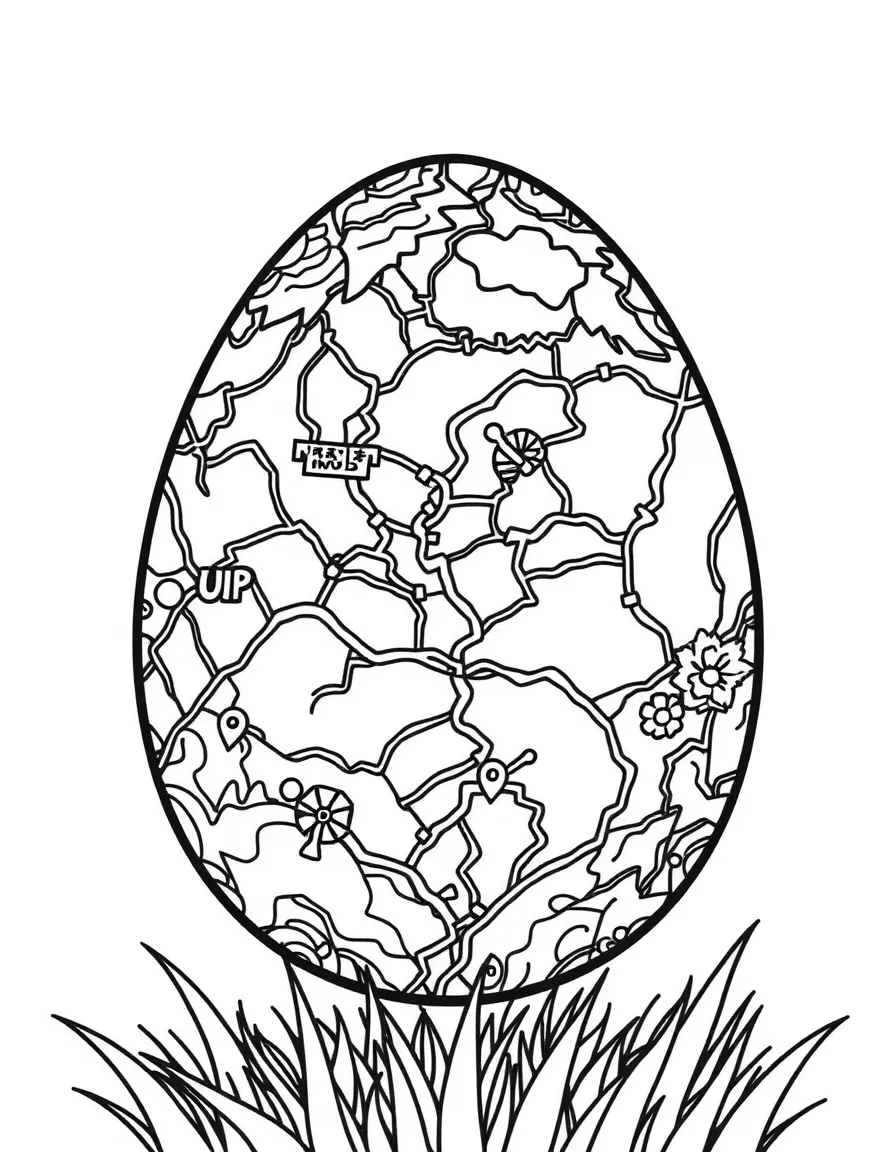 An Easter egg with a scavenger hunt map drawn on it