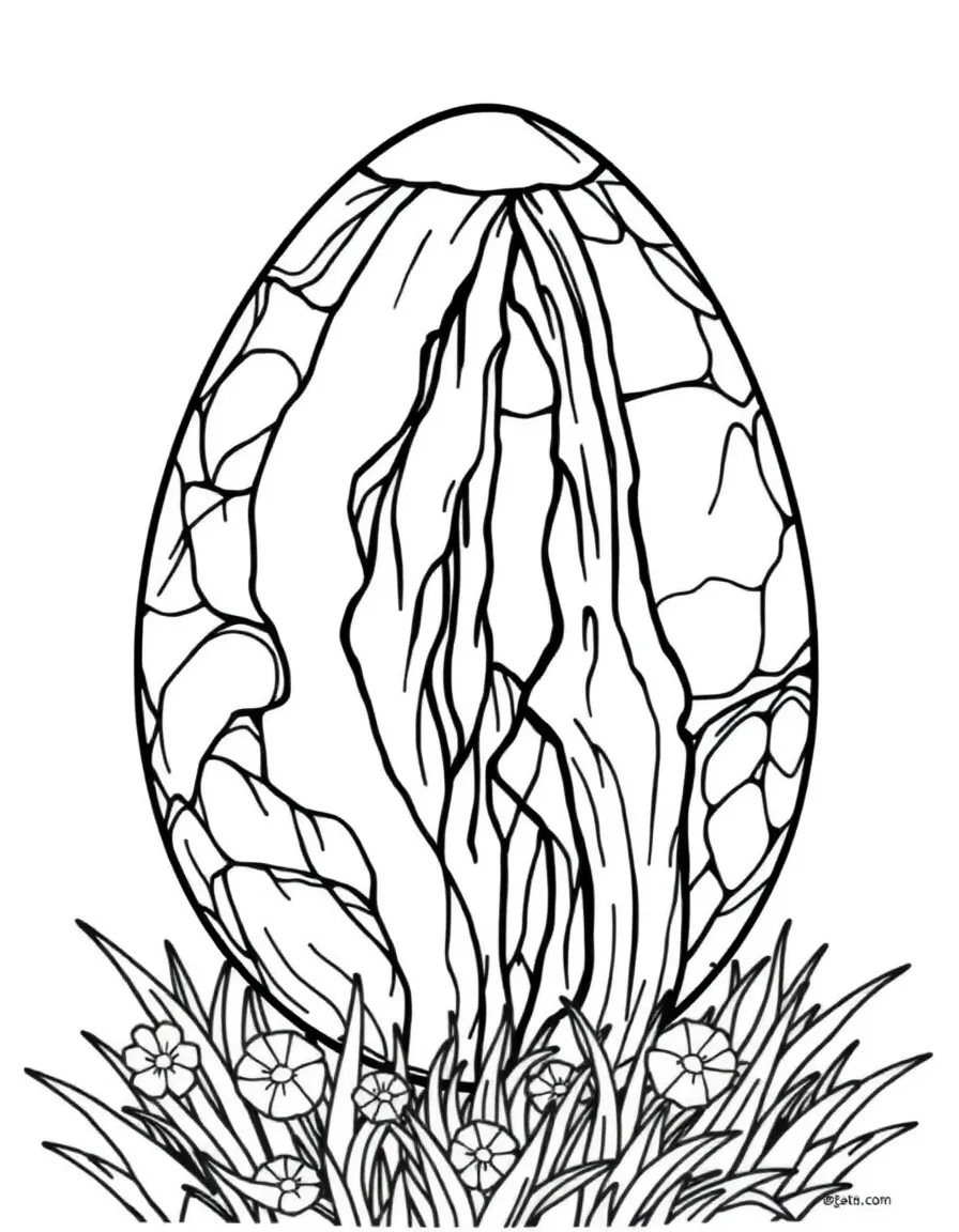 An Easter egg with a waterfall cascading down one side