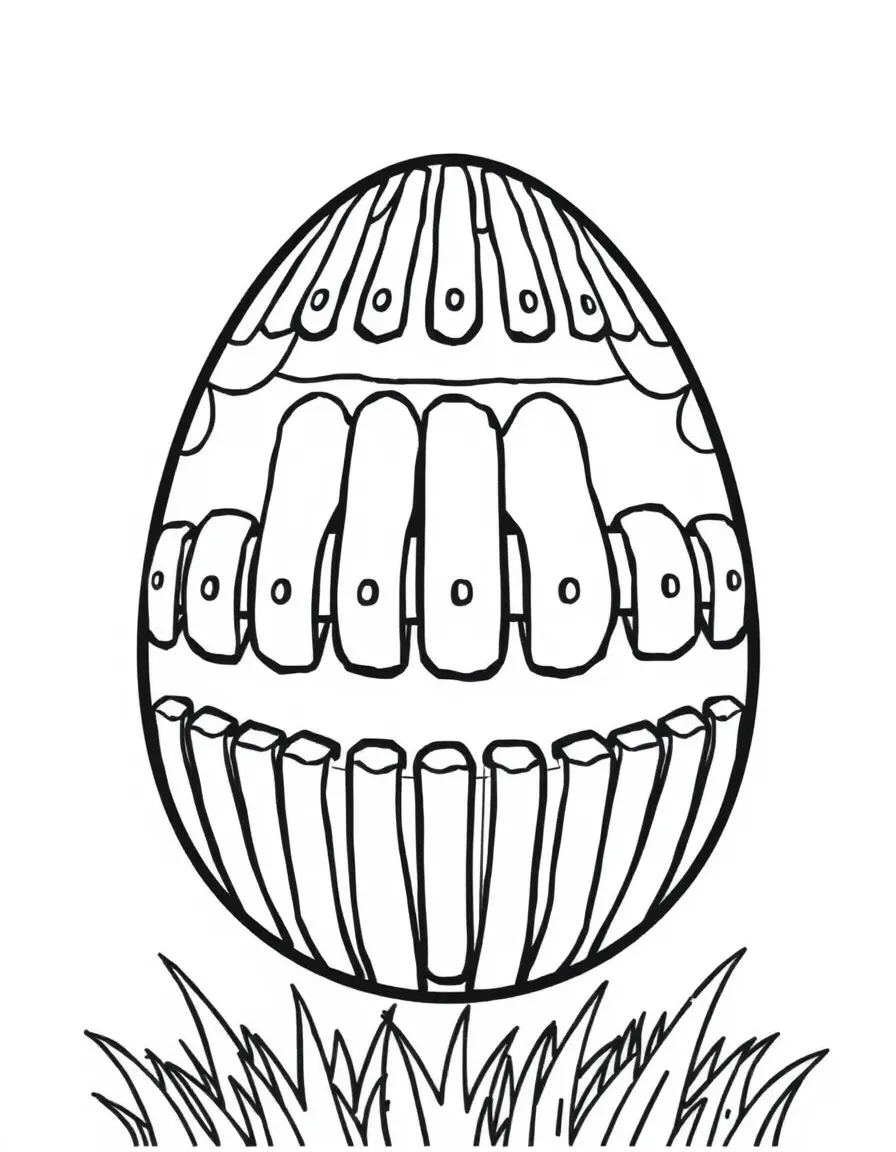 An Easter egg with xylophone keys around its middle