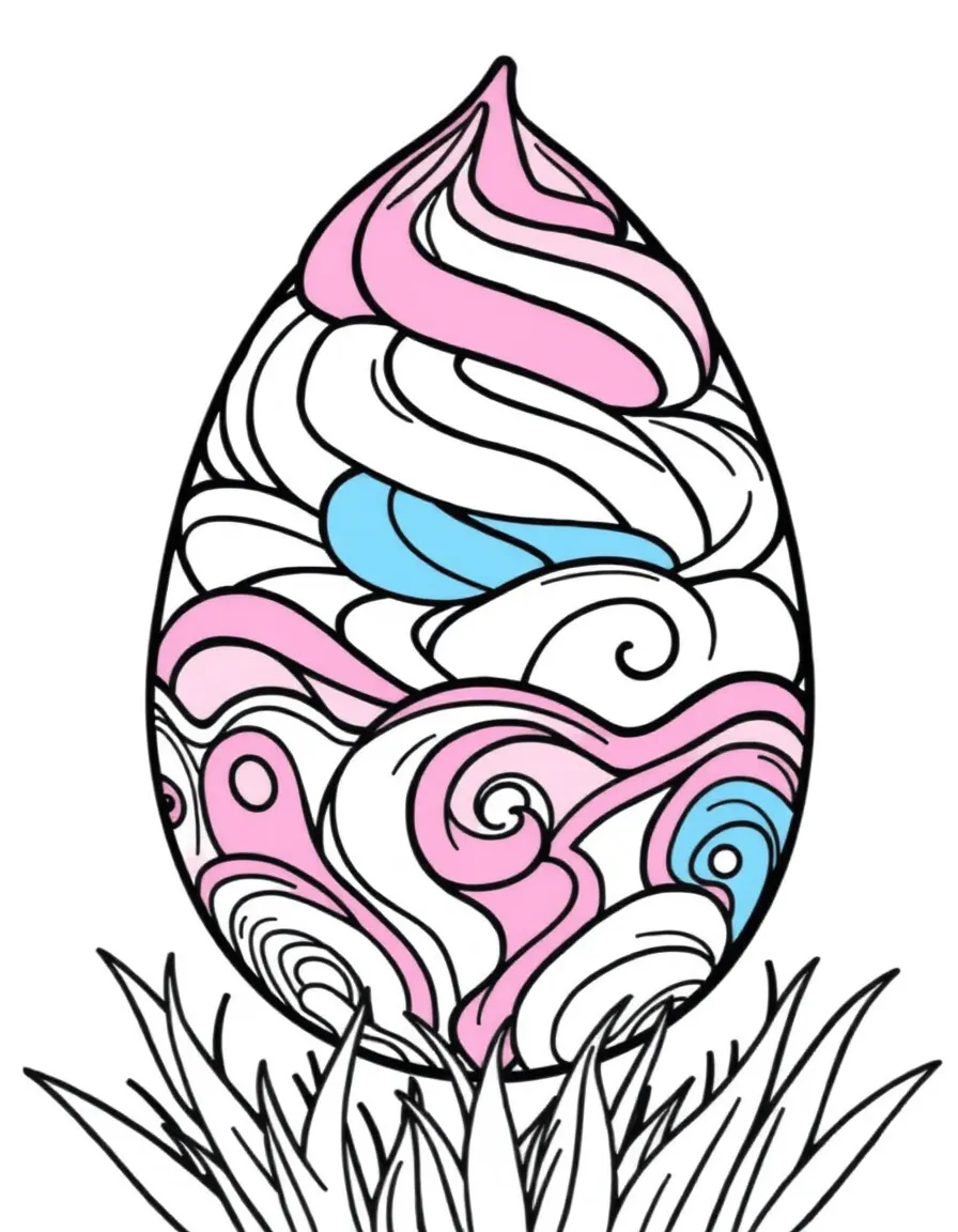 An Easter egg with ice cream flavors in colorful swirls