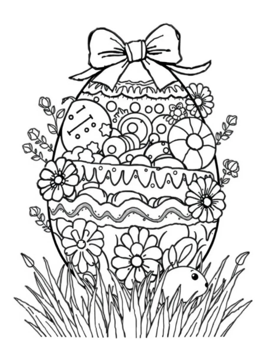 An Easter egg with bakery treats and pastries