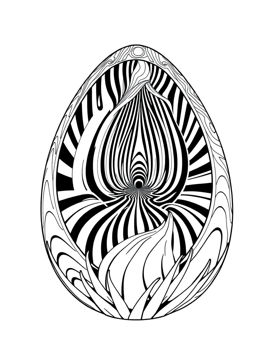 An Easter egg with optical illusions creating 3D effects