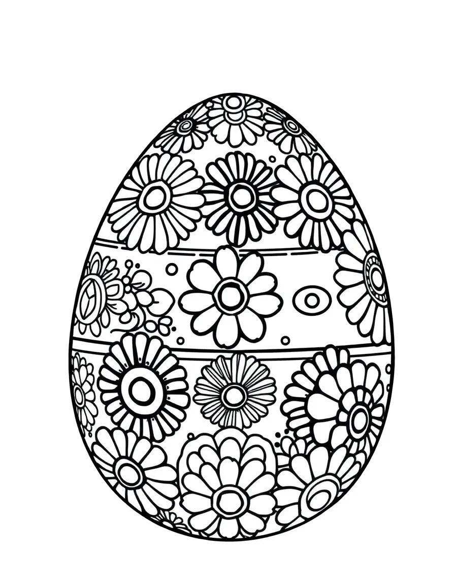 An Easter egg with retro 1950s patterns and designs