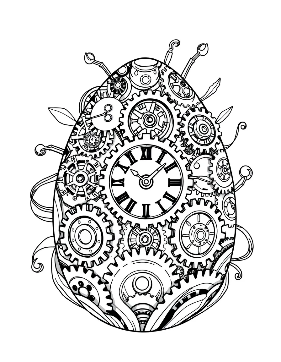 An Easter egg with steampunk gears and clockwork