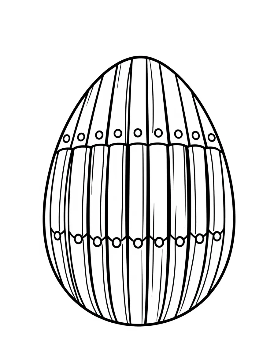 An Easter egg with xylophone bars creating a rainbow pattern