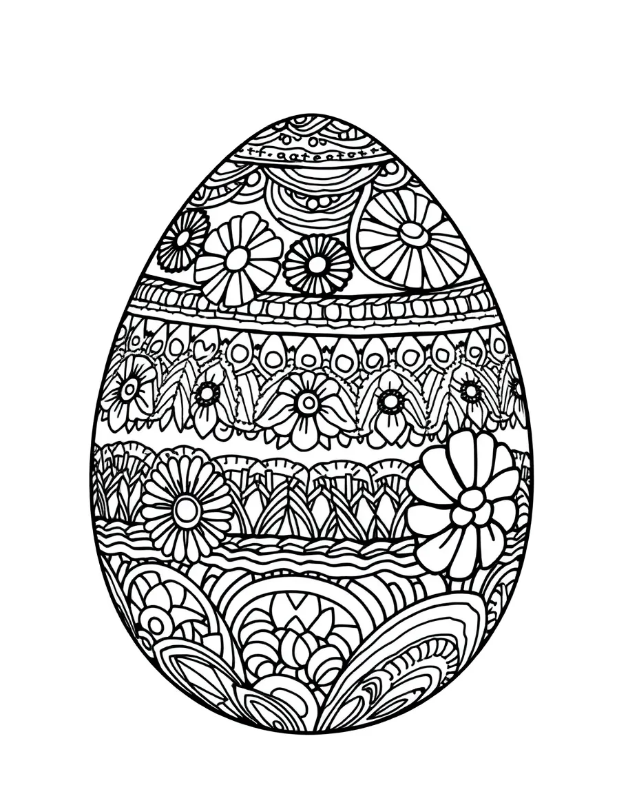 An Easter egg with yarn bombing patterns and textile art