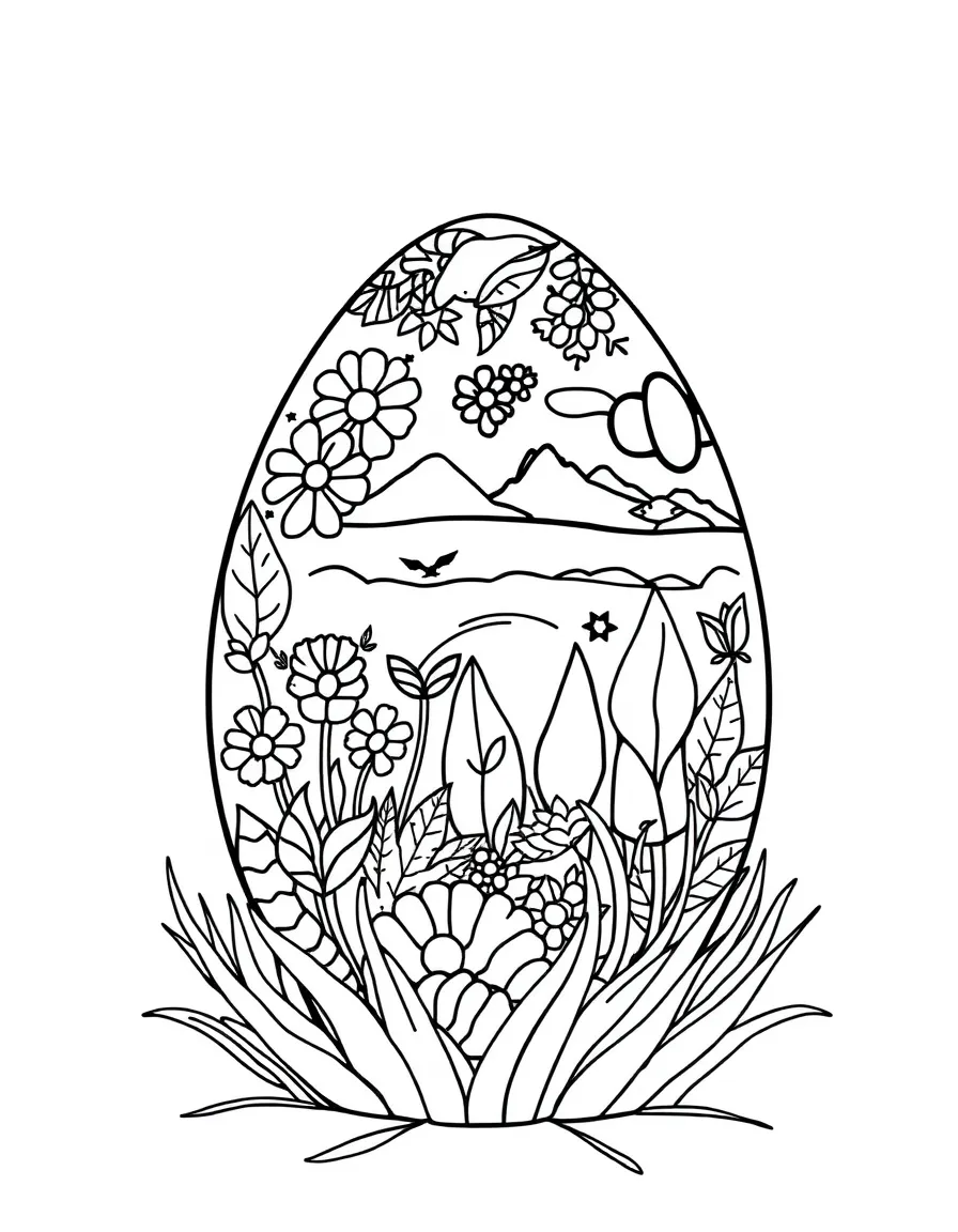 An Easter egg with nature conservation messages and symbols