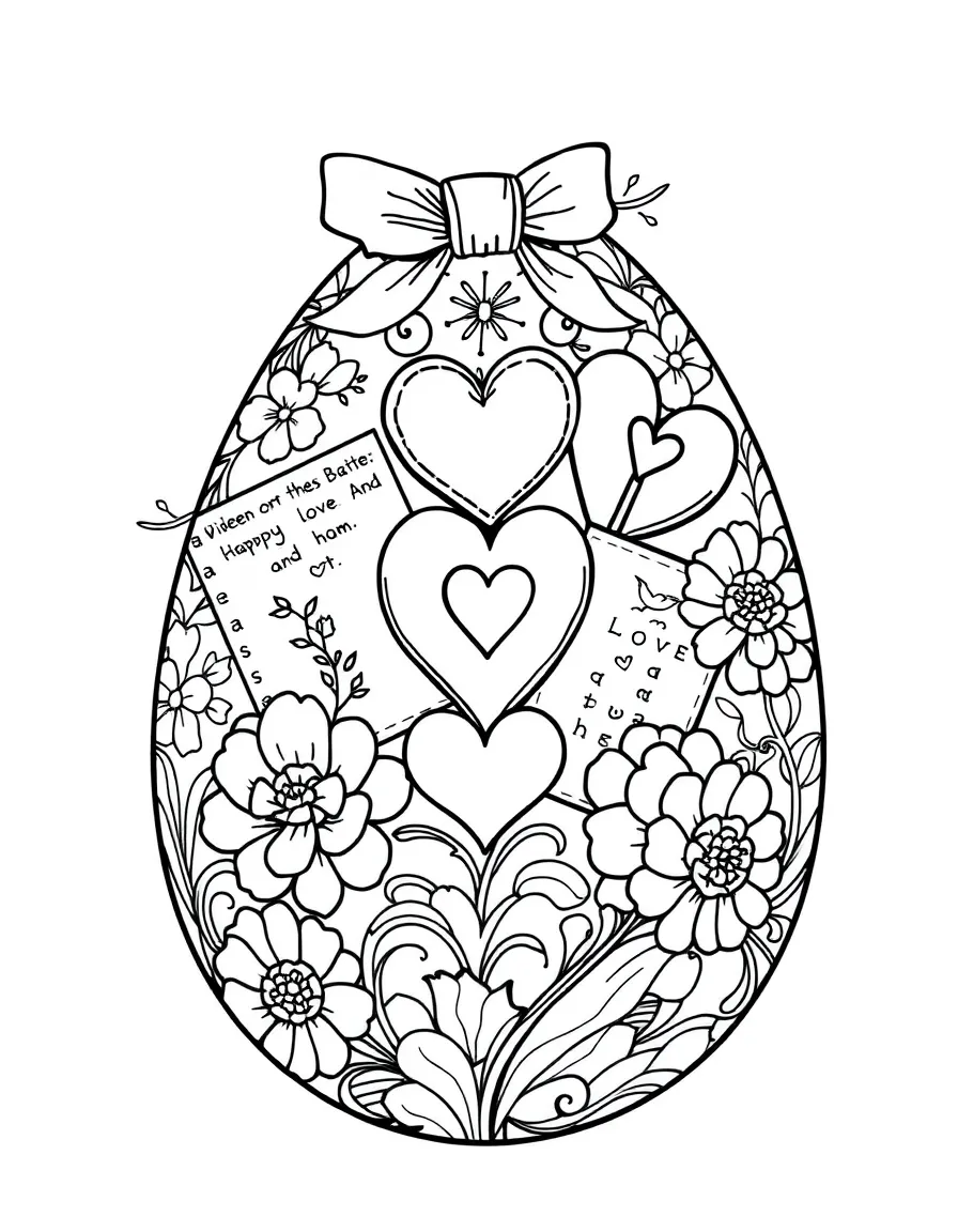 An Easter egg with Victorian valentines and love letter designs
