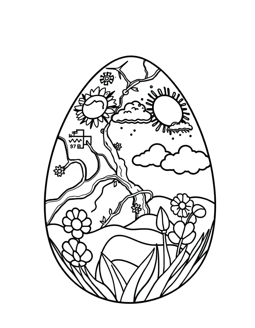 An Easter egg with weather map symbols and spring forecasts