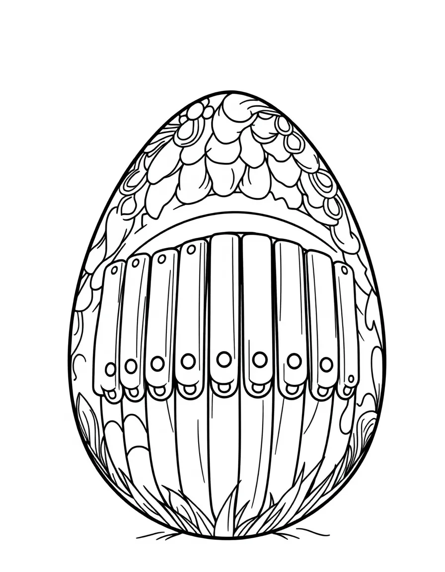 An Easter egg with xylophone keys that form a rainbow bridge