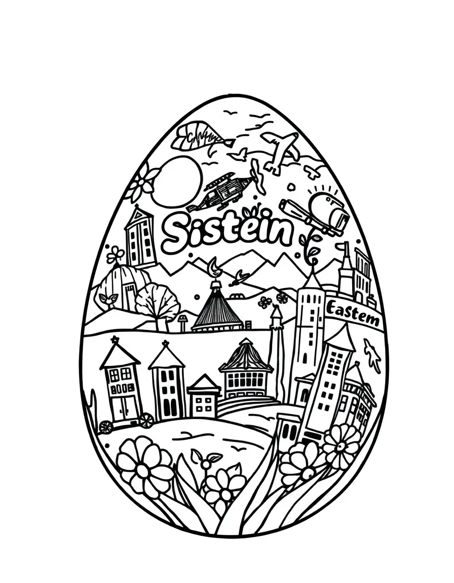 An Easter egg with travel stickers from spring destinations