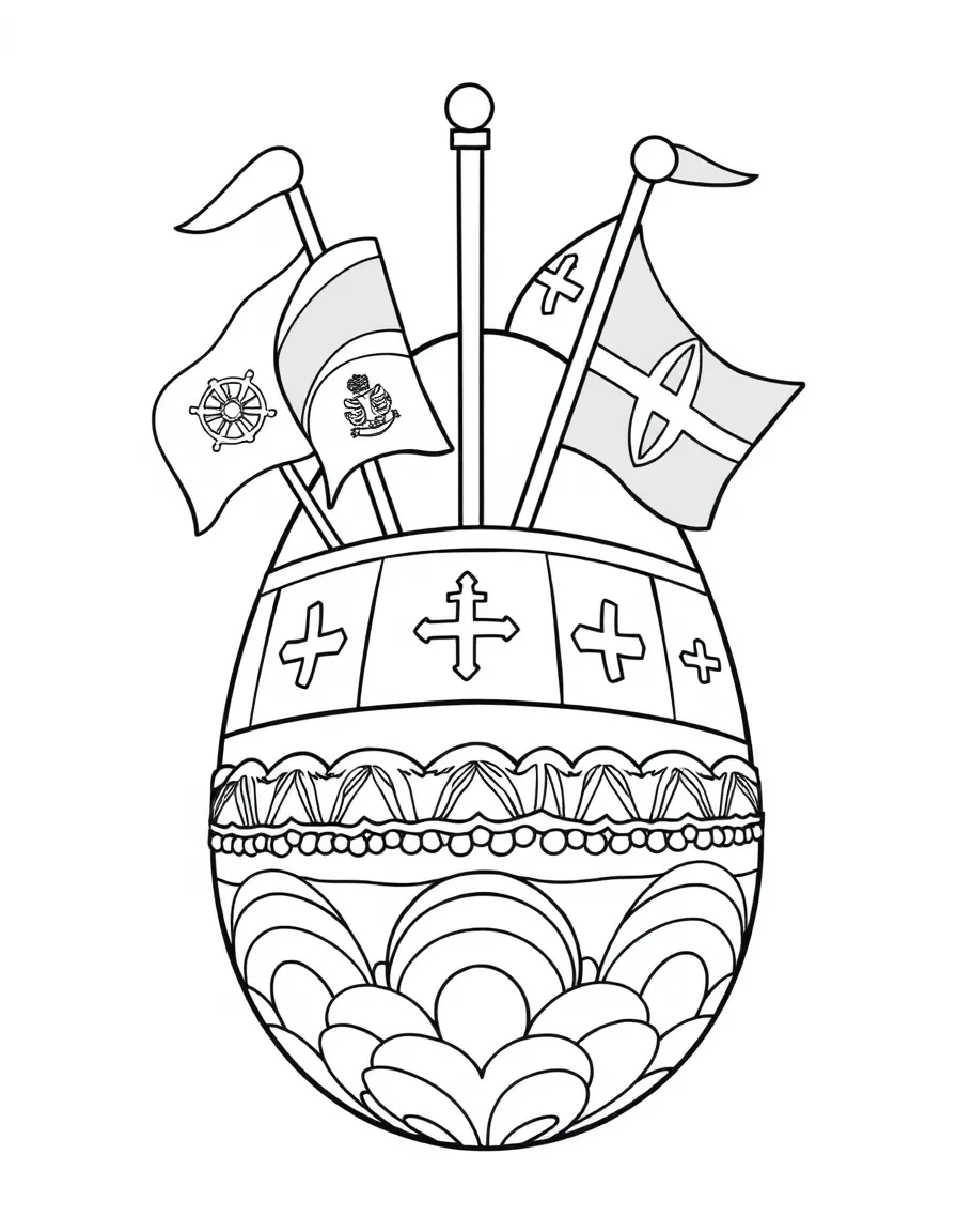 An Easter egg with yacht club flags and pennants
