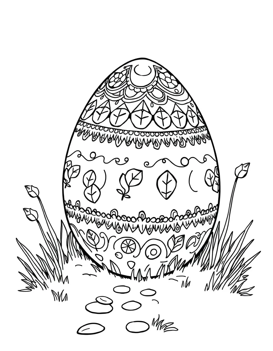 An Easter egg with animal tracks leading to hidden treasures