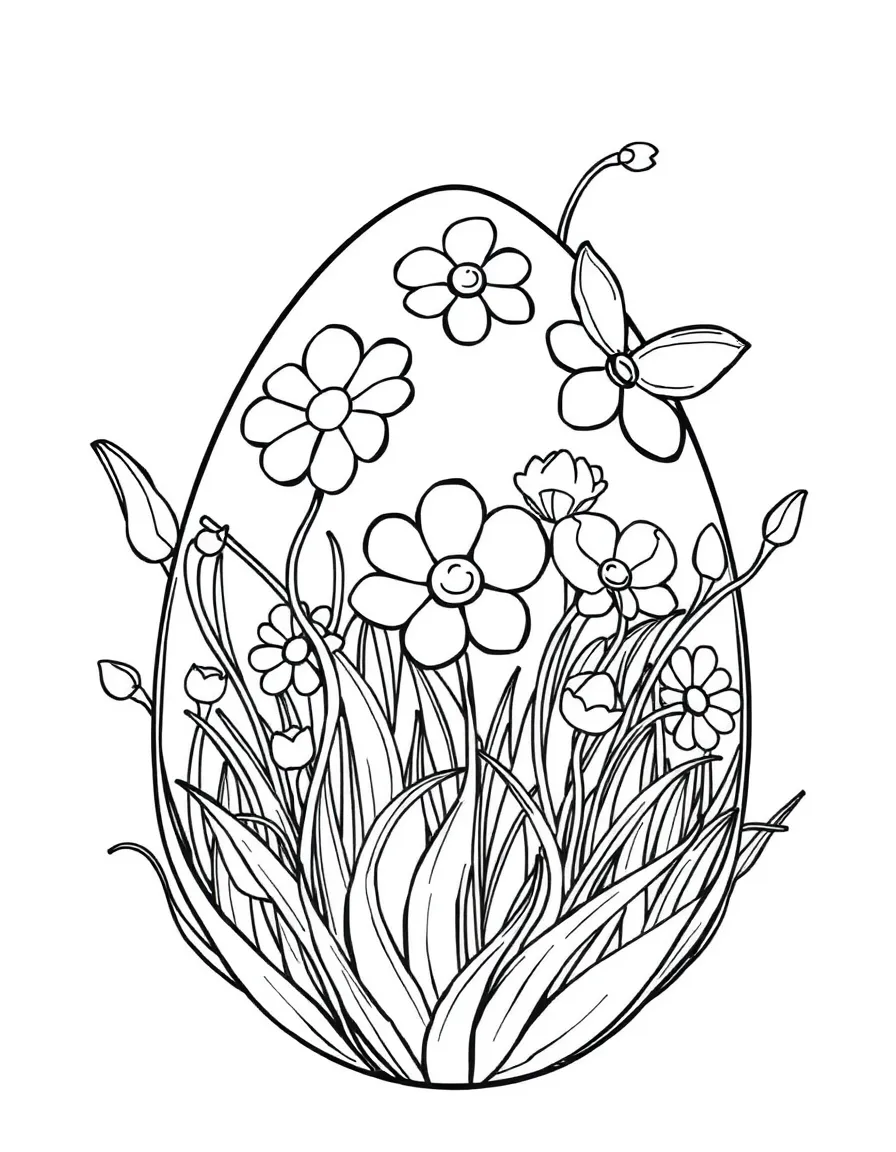 An Easter egg with glassblowing art and spring sculptures