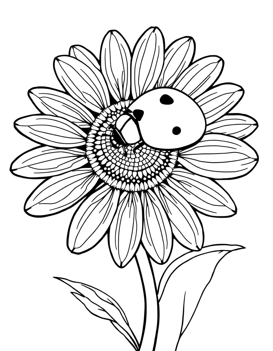 A ladybug resting on a daisy with intricate petals