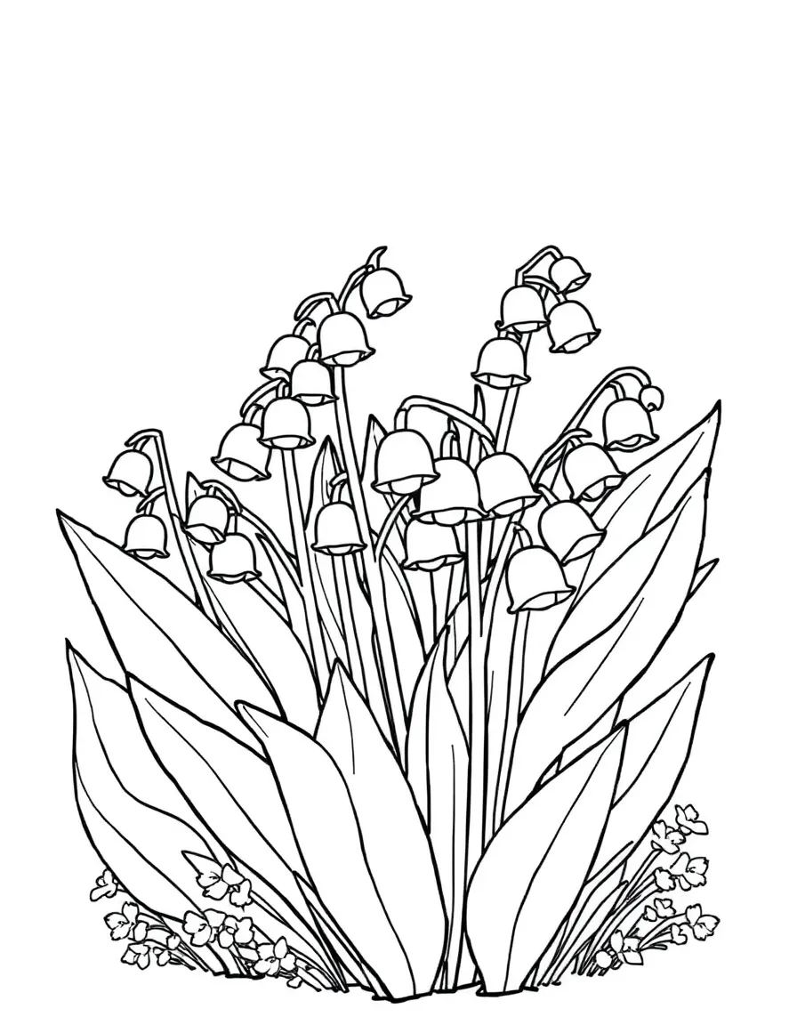 A patch of lily of the valley with tiny bell-shaped flowers