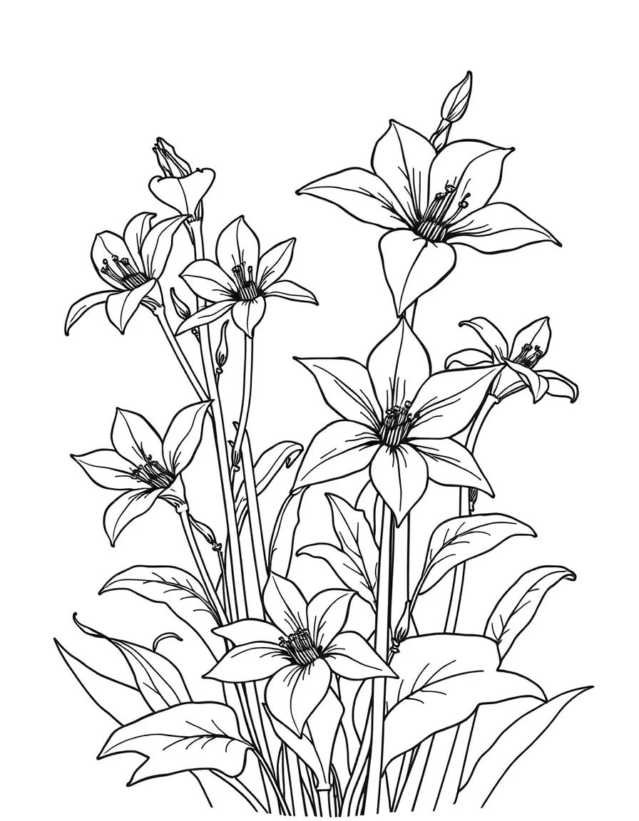 Columbines with their distinctive spurred flowers