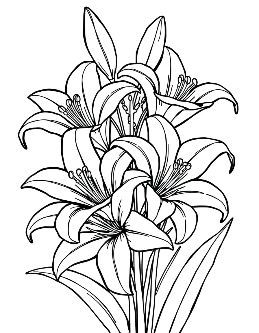Lilies with their trumpet-shaped easter blooms