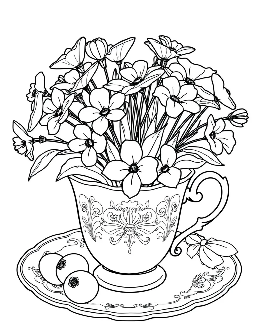 Primroses in vintage teacups for an Easter table