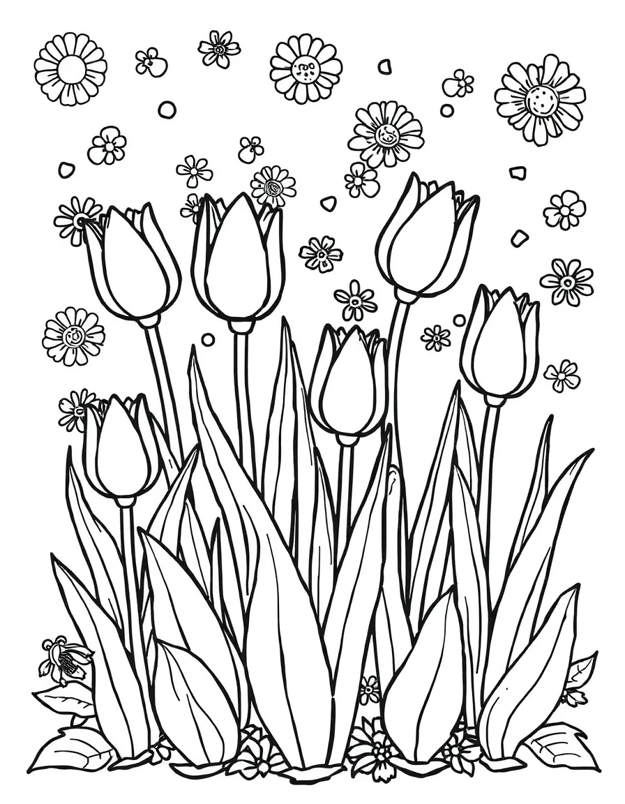 Spring bulbs planted in patterns creating pictures