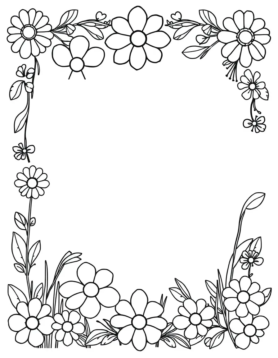 Spring flower borders with color-coordinated designs