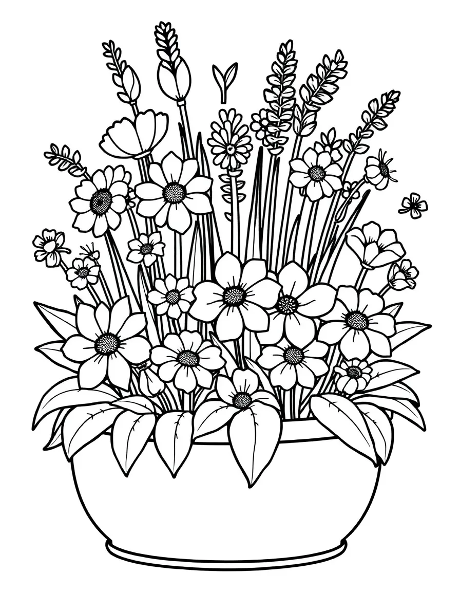 Spring planter boxes with complementary flower combinations