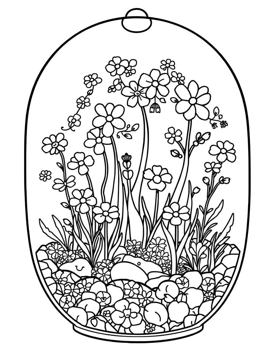 Terrariums filled with tiny spring flowers and miniature scenes