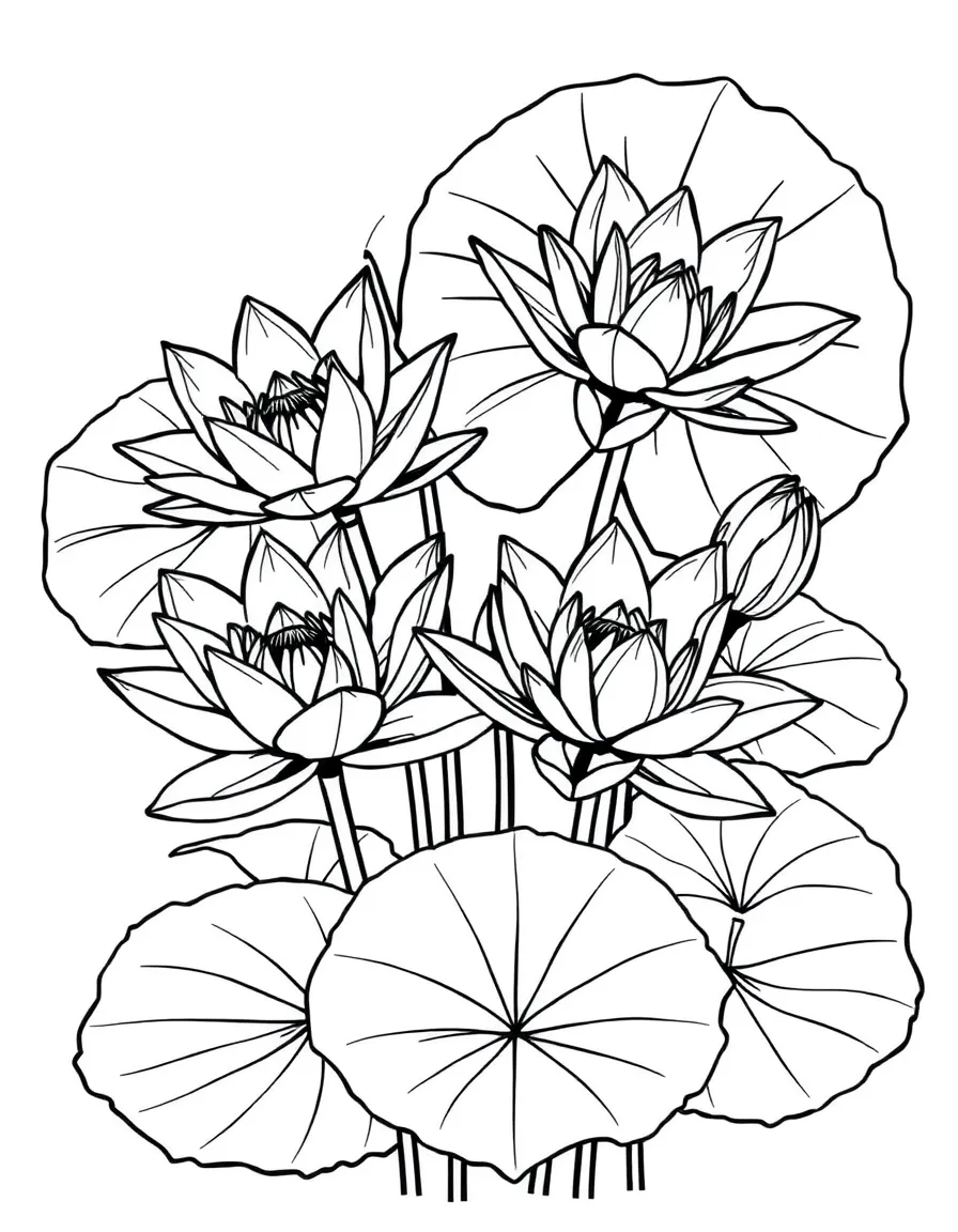 Victoria water lilies with their massive round leaves