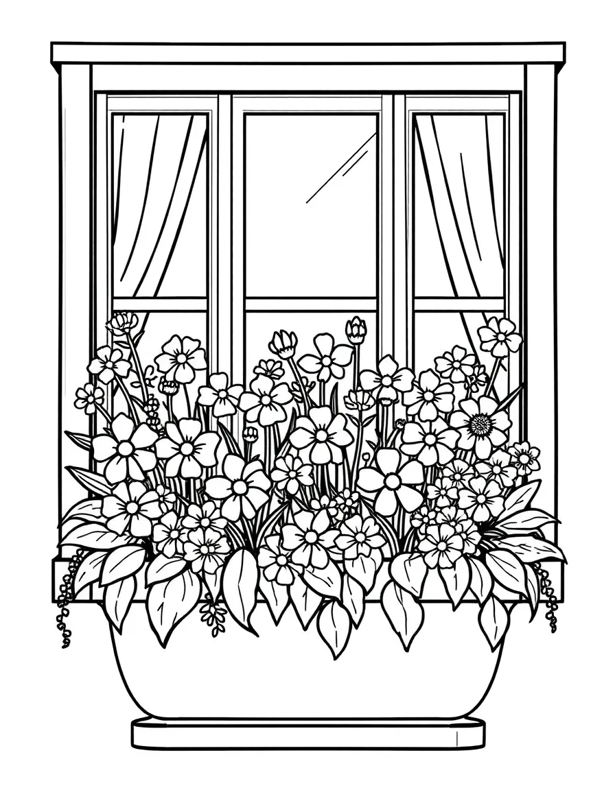Window boxes spilling over with spring flowers