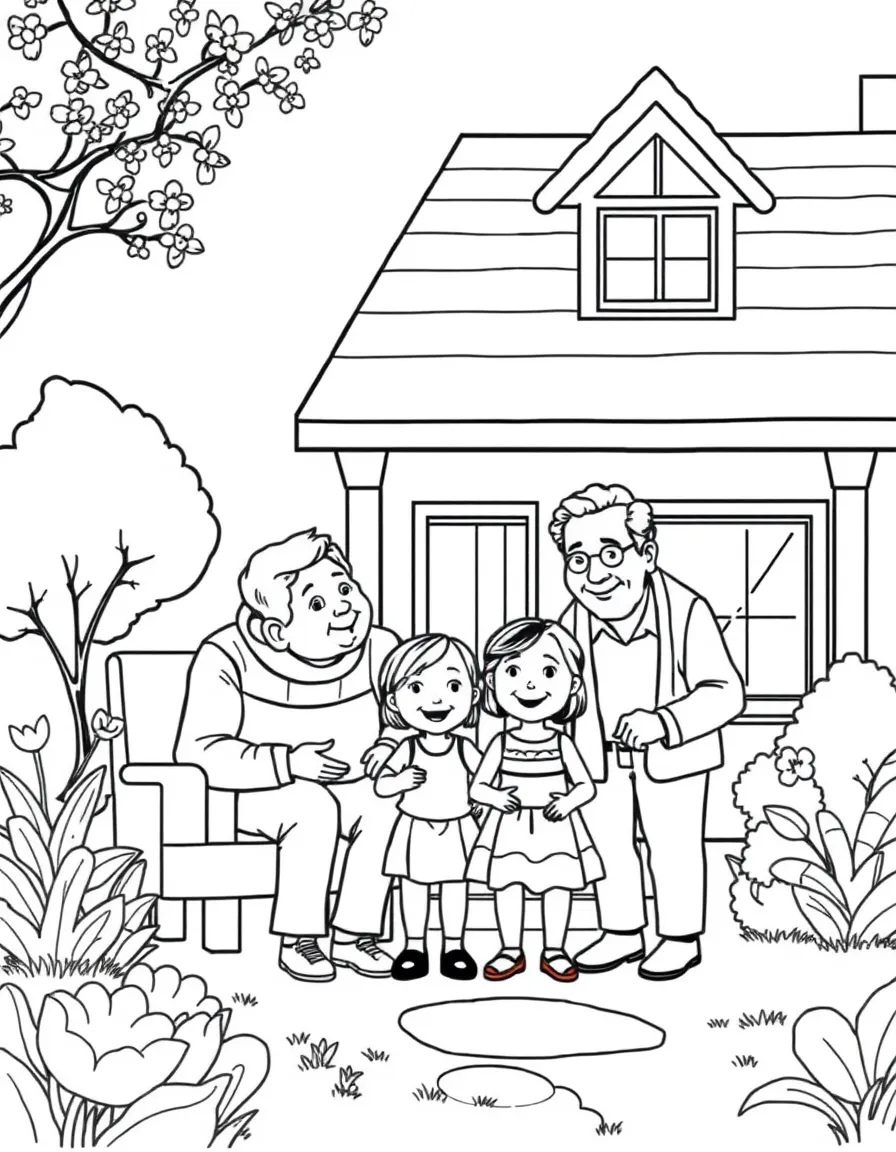 Family visiting grandparents at their house