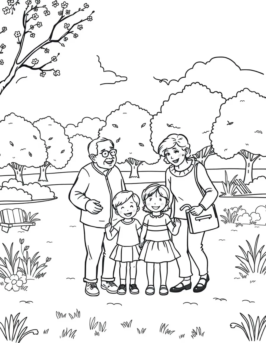 Grandparents raising grandchildren at a park playground