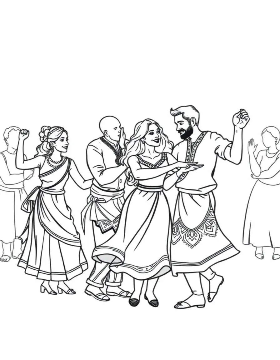 Family practicing traditional dances together