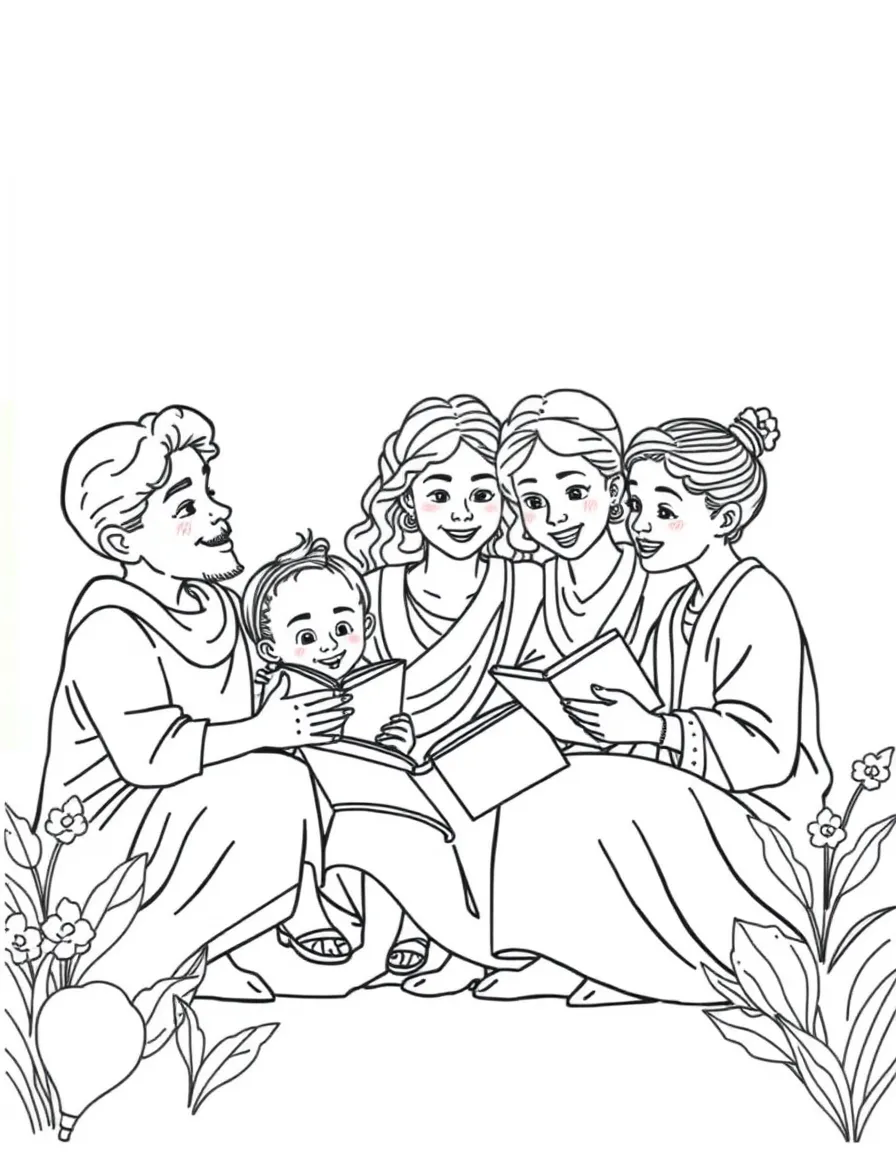 Family sharing stories about their heritage and history