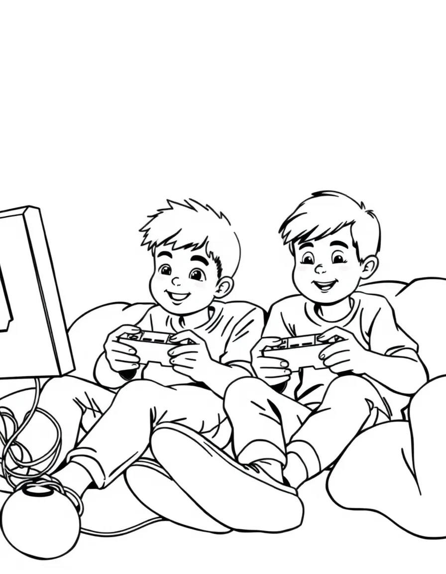 Brothers and sisters playing video games together
