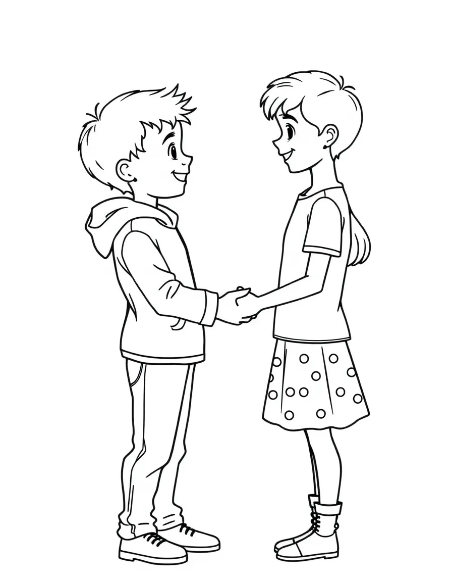 Brother and sister sharing a secret handshake