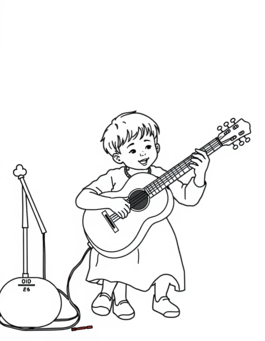 Parent teaching child to play a musical instrument