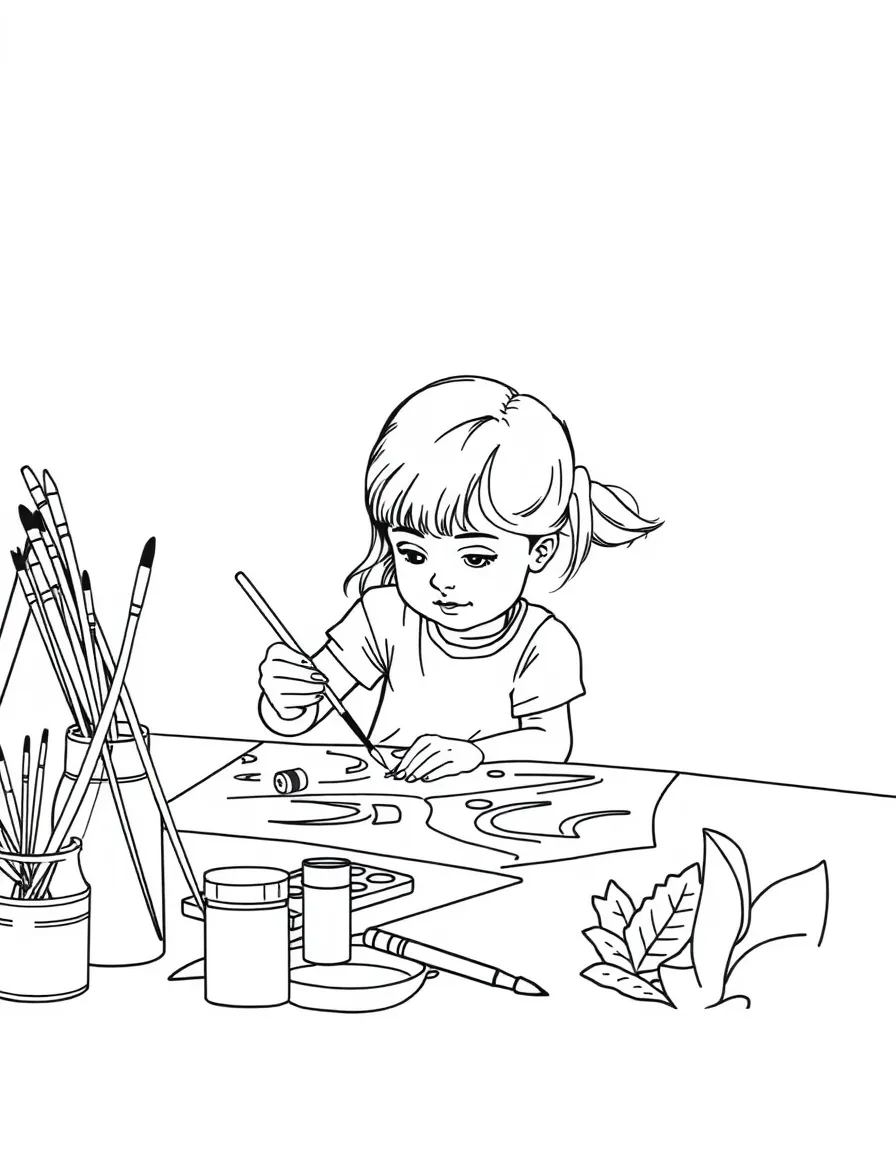 Mom and child making art with paints and brushes