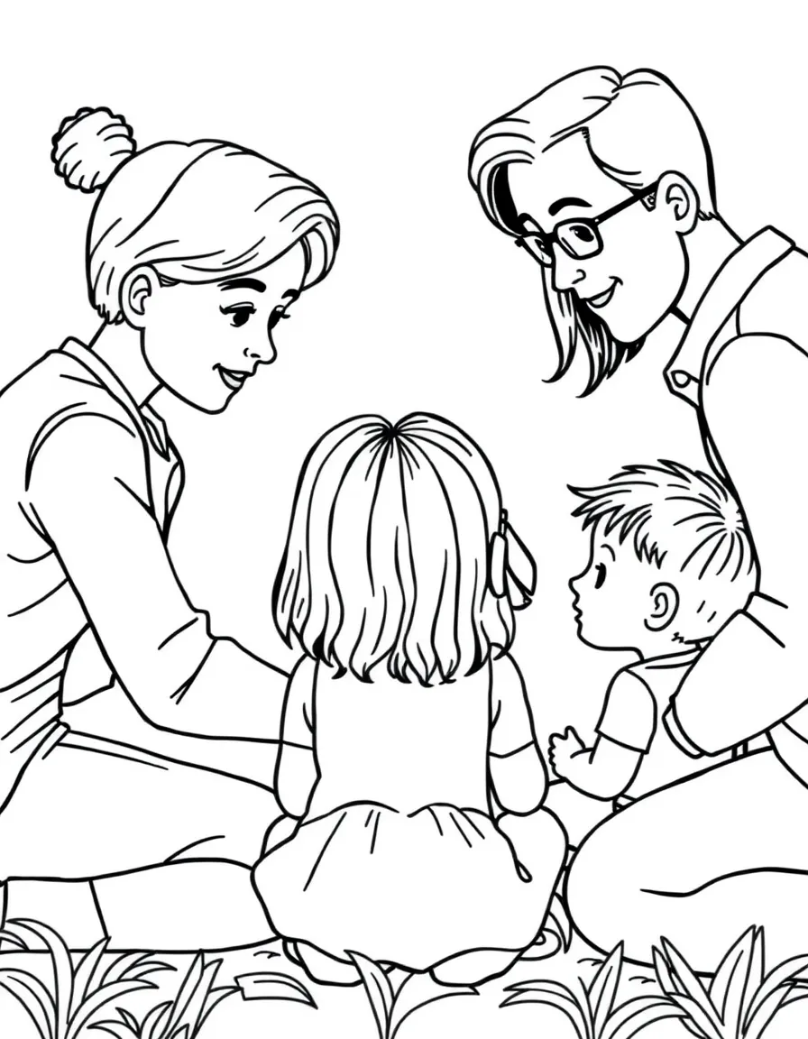 Parents helping children resolve a conflict