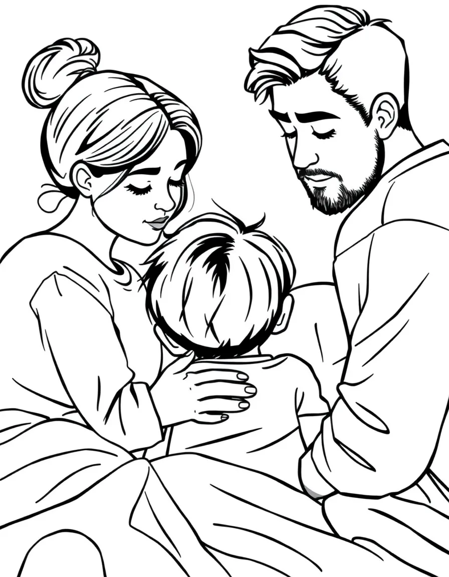 Parents comforting a child after a nightmare